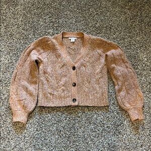 Sincerely Jules Tan Cardigan with Balloon Sleeves